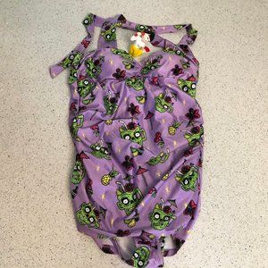 Sourpuss zombie tiki ruched one piece swimsuit